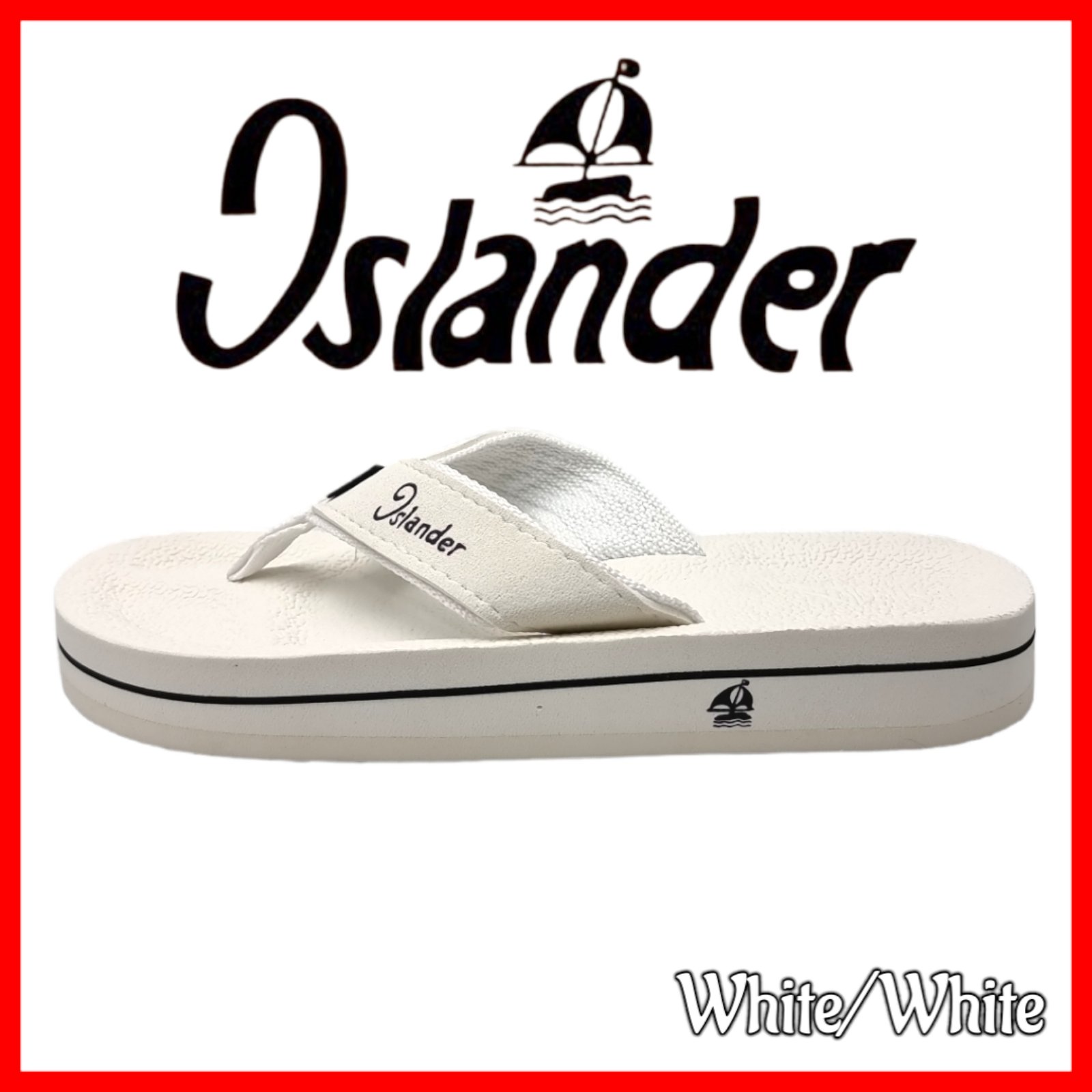 Islander 'White/White' Men's non-slip rubber soles slippers 100