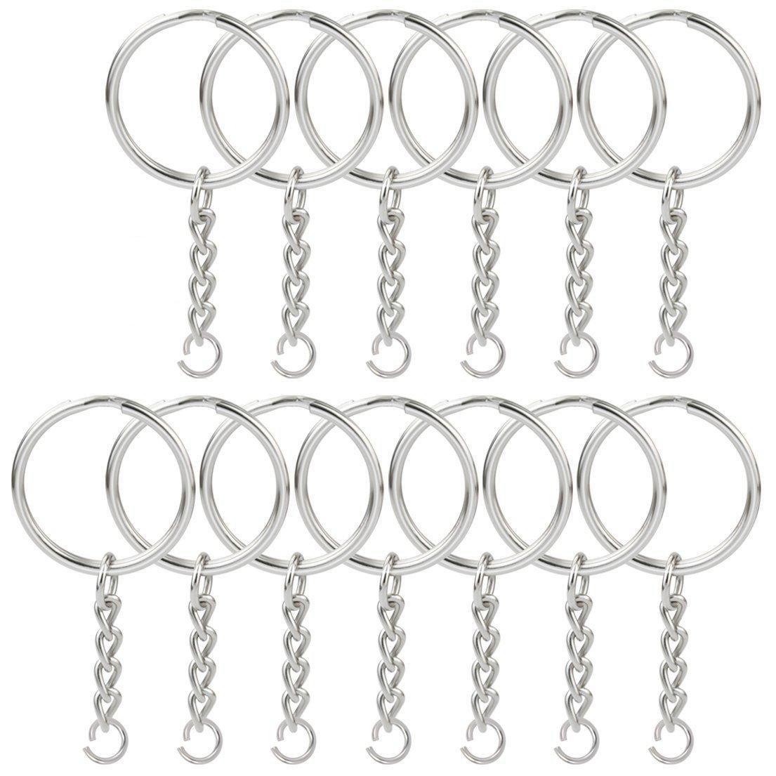 200Pcs Split Key Chain Rings with Chain Silver Key Ring and Open Jump