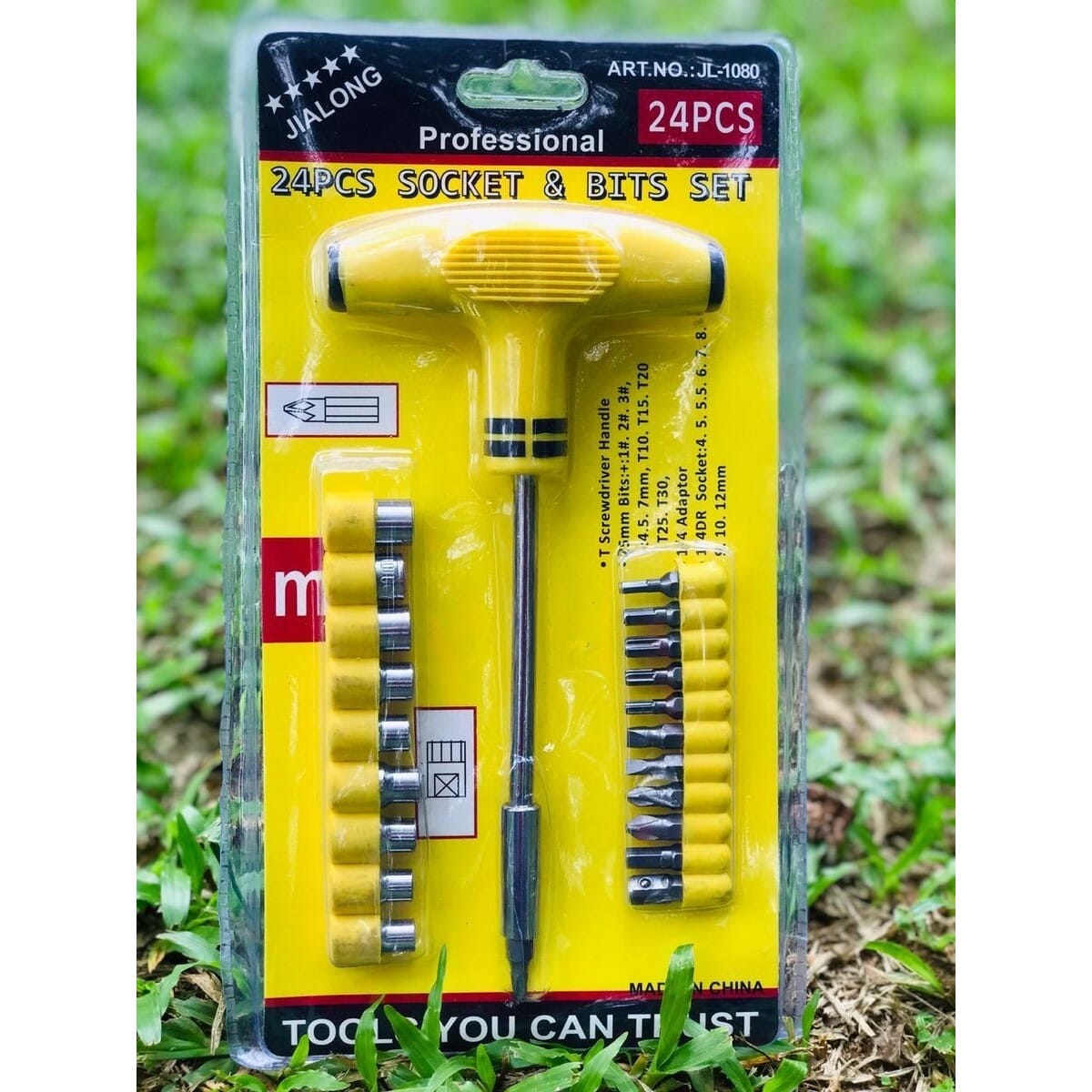 24pcs T Shape Screwdriver Set Batch Head Ratchet Pawl Socket / Socket & Bits. 