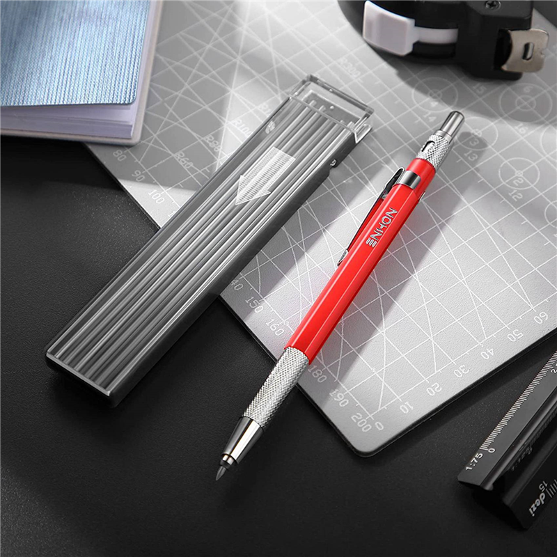5X Welders Pencil with 60PCS Silver Streak Refills, Metal Marker Mechanical Welding Pencil Pipefitters, Fabrication, Red. 