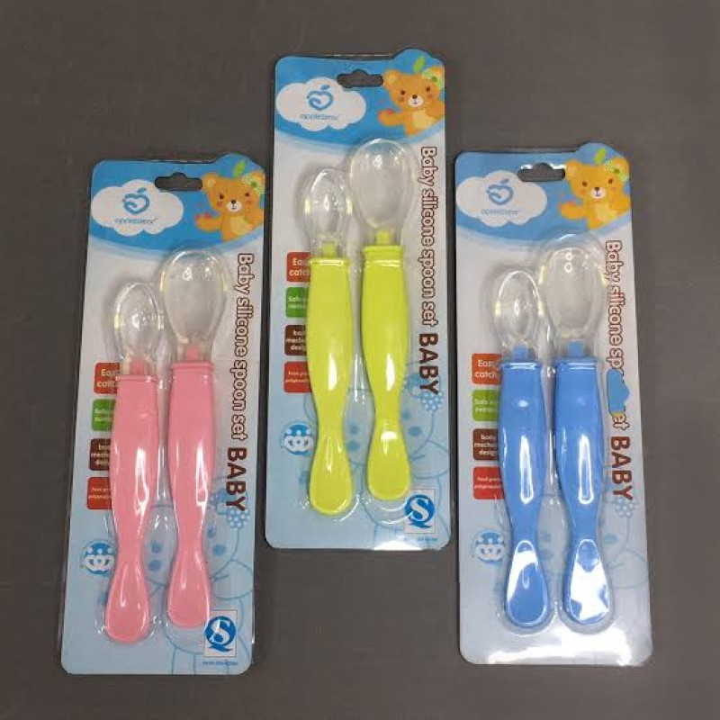 Spoon (2pcs) (JR-8006)   |Spoon 2pcs Set Silicone spoon soft and flexible spoon baby spoon set baby silicone spoon |  |Beaby|. 