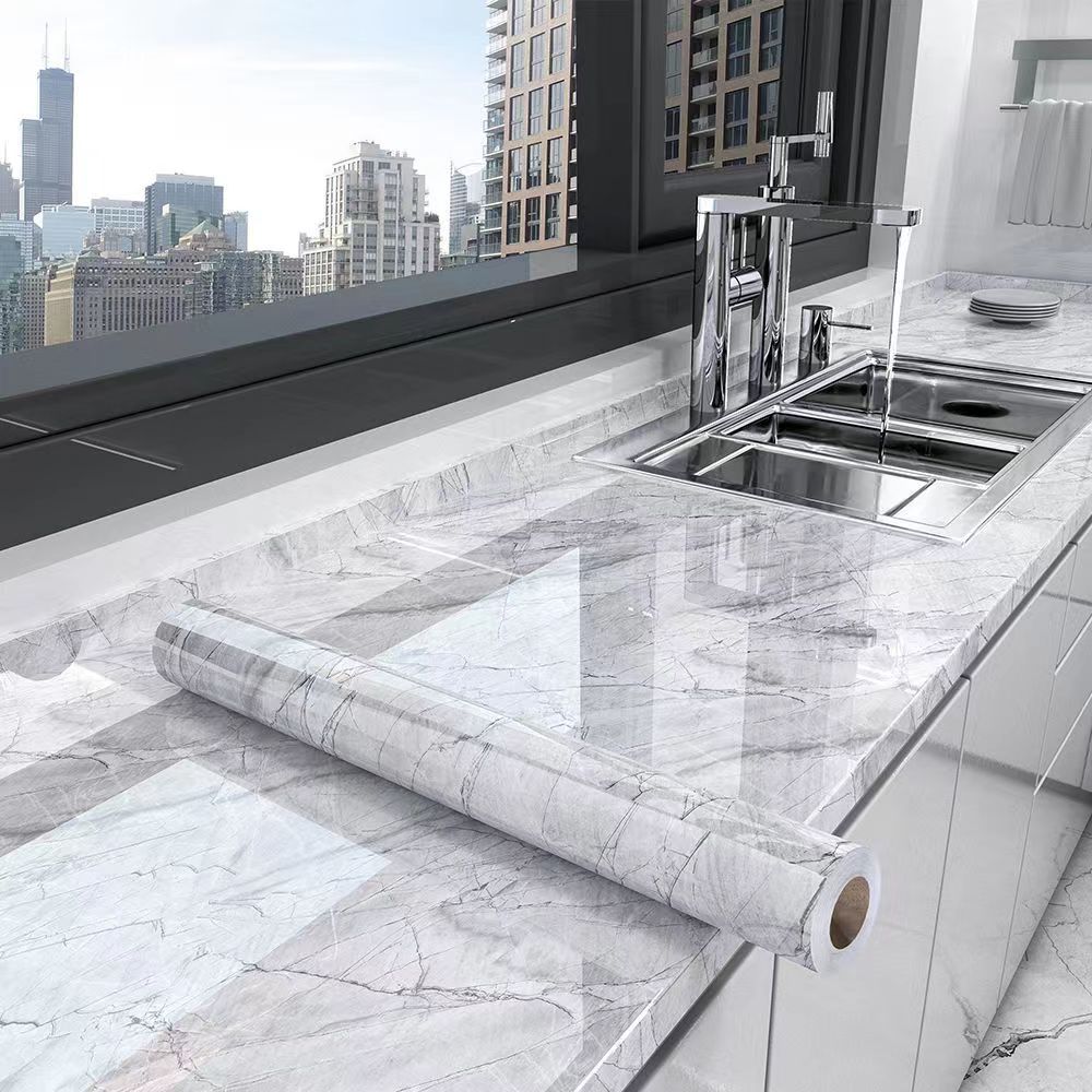 wall stickers Kitchen Oil-Proof Film Stove Waterproof Moisture-Proof Self-Adhesive Wallpaper Countertop Cabinet Renovation Tile Marble Sticker. 