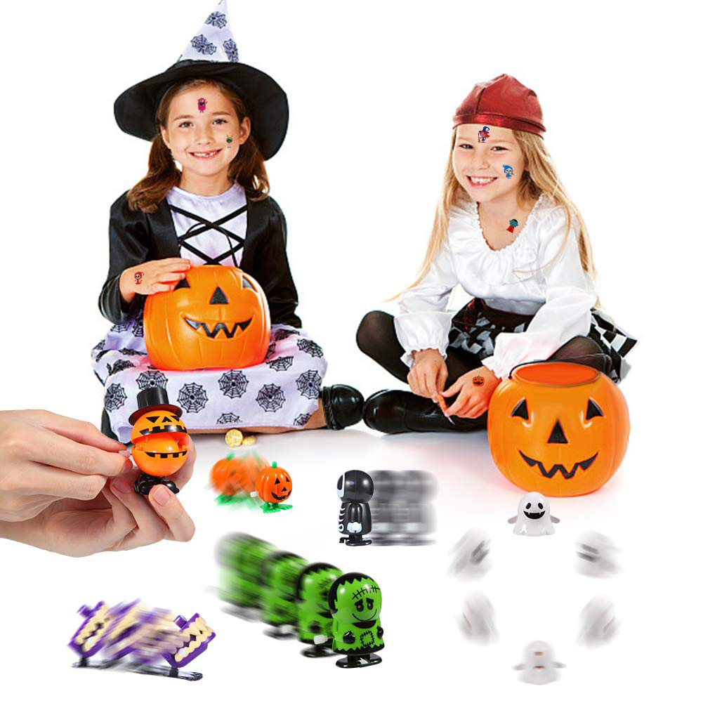 Wind Up Funny Toys Halloween Gifts for Kids Party Favors Goody Bag Filler  Style:Orange jumping teeth. 