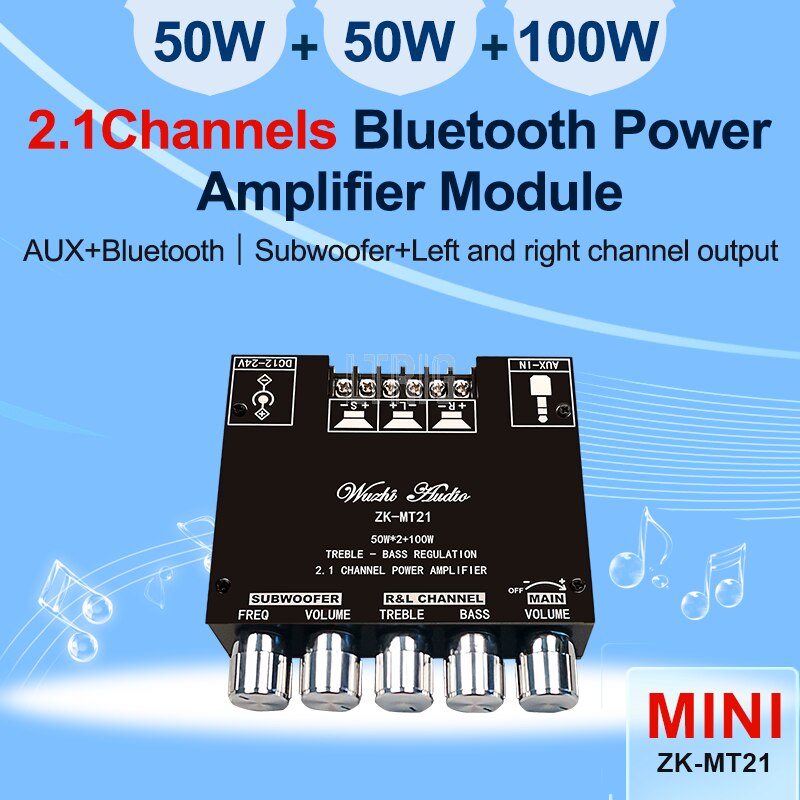 Wuzhi ZK-MT21 2.1 Bluetooth 5.0 Subwoofer Amplifier Board Audio Stereo Amplifier