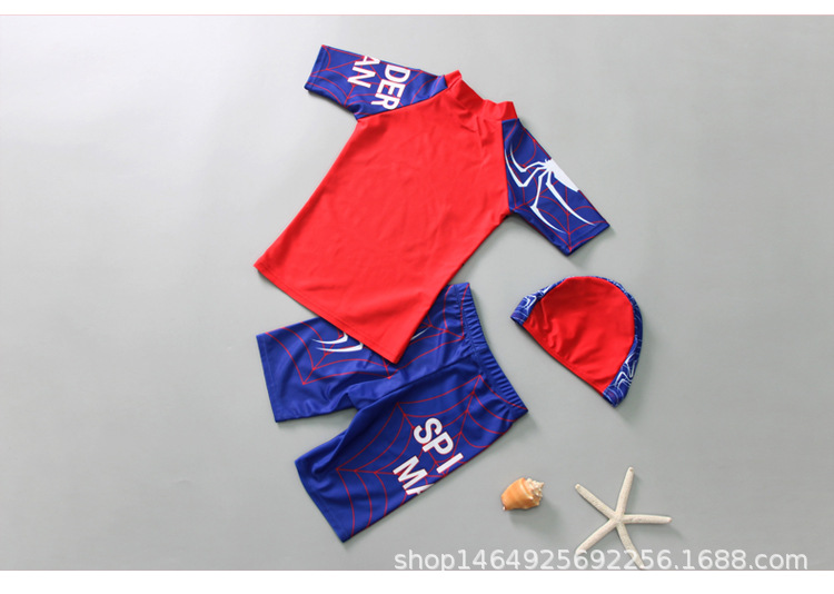 bellylady 3Pcs/Set Kids Boys Swimwear Top+Pants+Swimming Cap Swimsuit with Cartoon Pattern. 