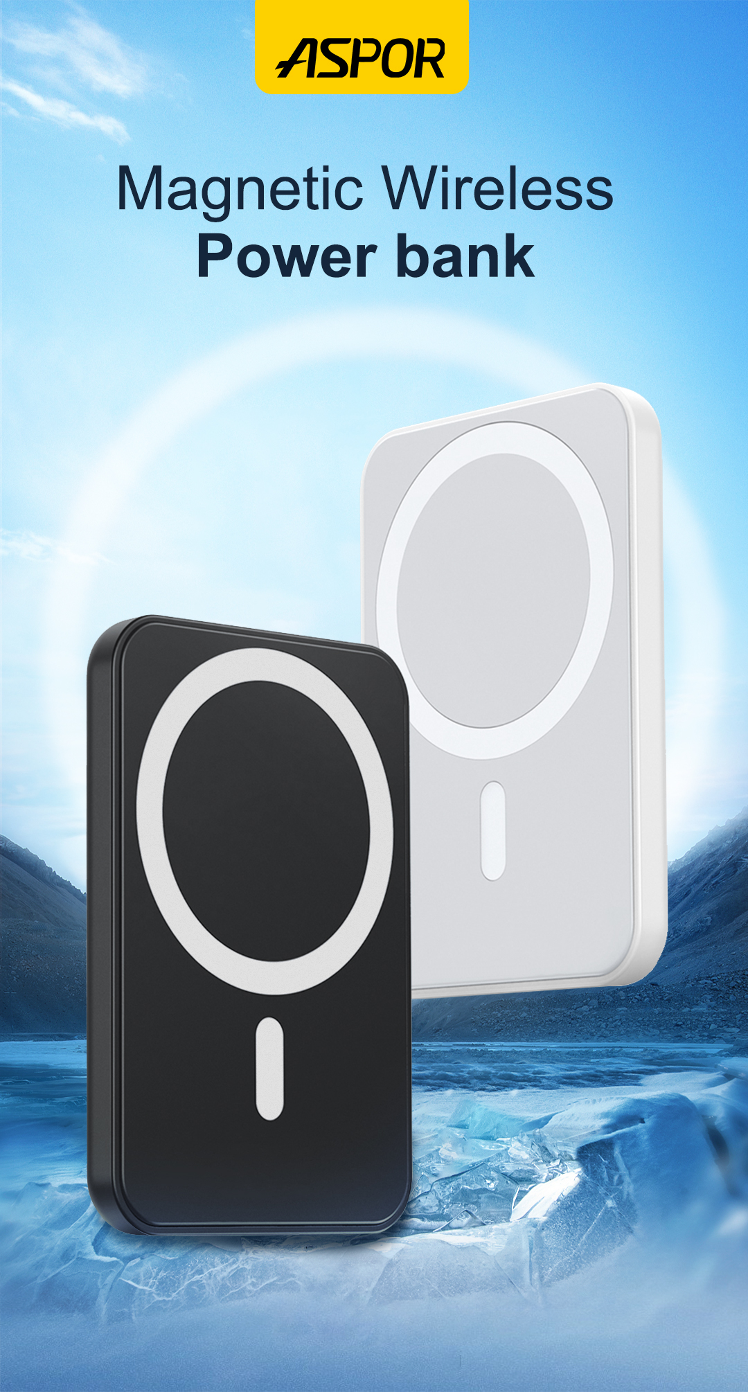 ASPOR 5000mAh MagSafe Power Bank - Premium Quality Magnetic Power Bank Fast Charging. 
