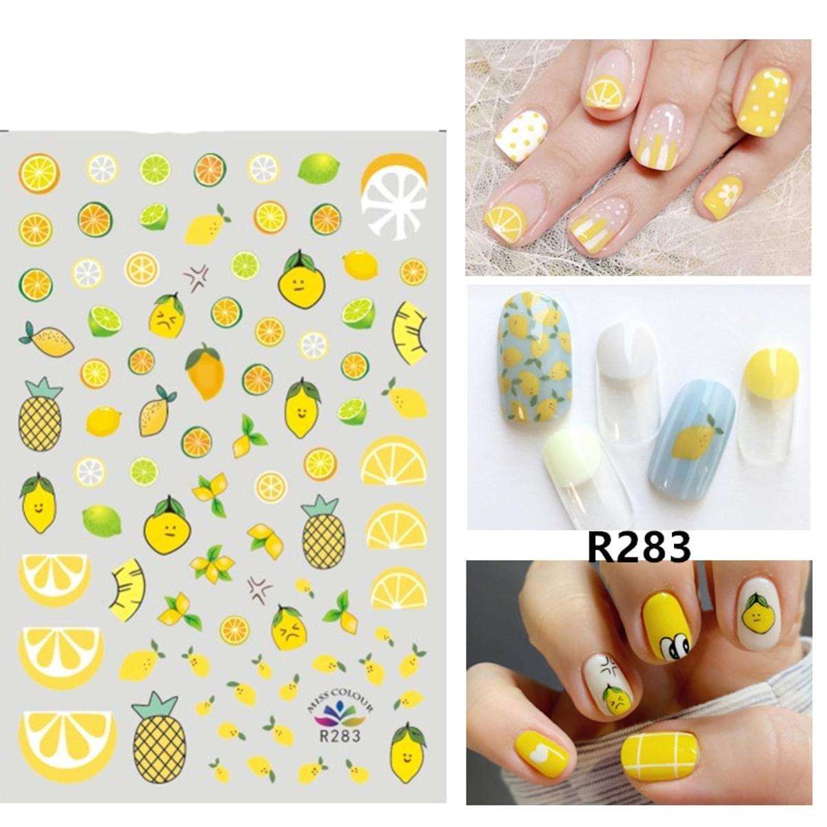 【Hannah Martin Official Store】Self-adhesive 3D Stickers Nails Lemon Pineapple Fruit Nail Decorations Small Fashion Stickers Women Girl Nail Foils