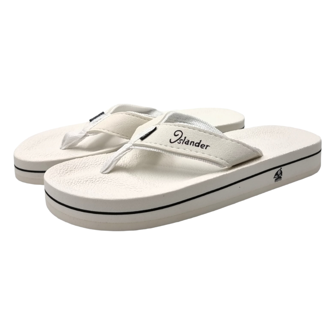 Islander 'White/White' Men's non-slip rubber soles slippers 100