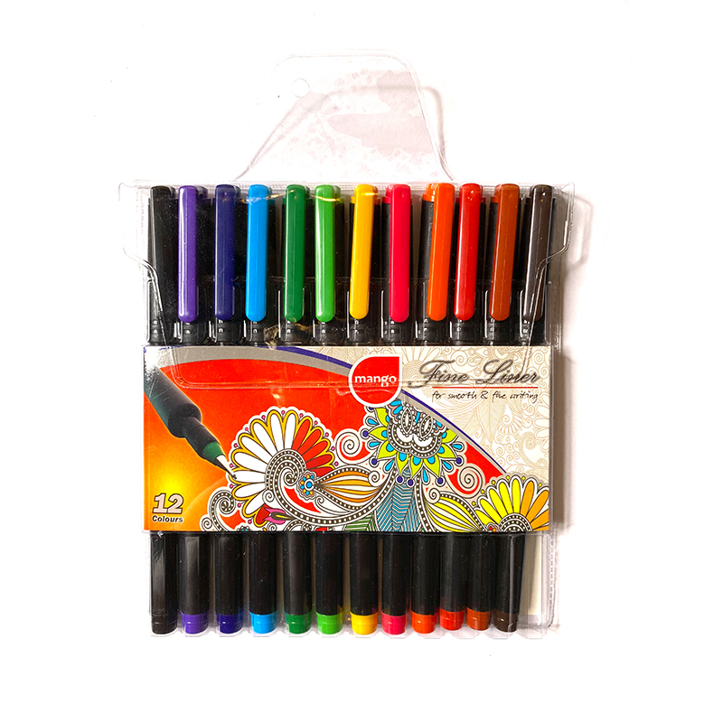 MANGO FINELINER 12 Colors Gel Pens For School Office Adult Coloring