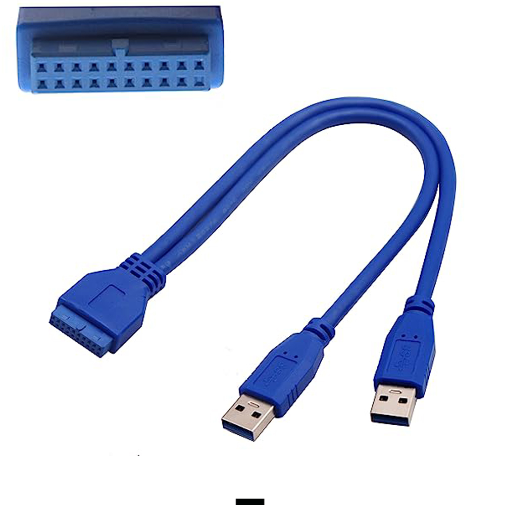 19 Hole Female to Dual USB Male Cable 30cm Adapter Connector 1920 Pin to USB Splitter Computer
