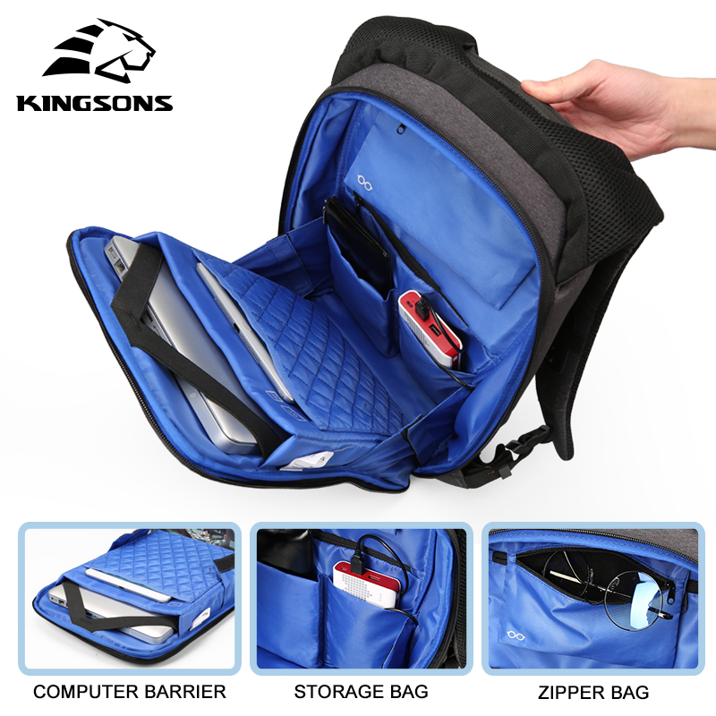 Style Laptop Backpack. KINGSONS. 13".3  Without TSA Lock. 