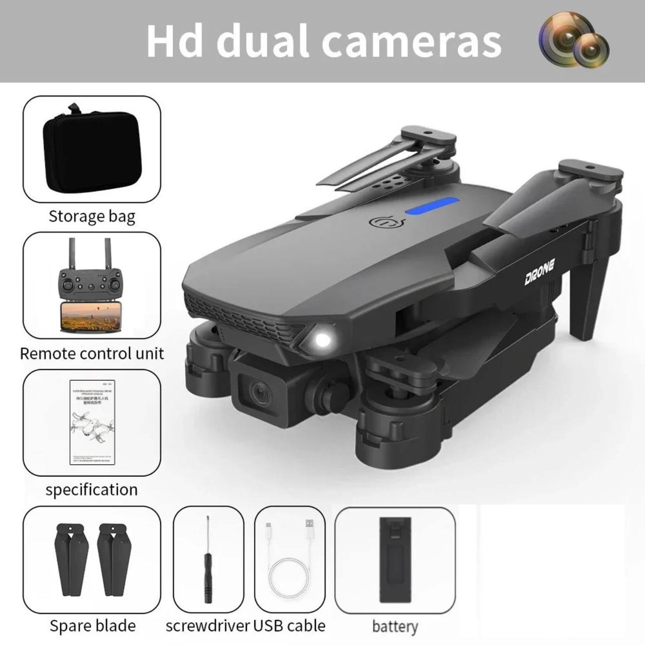 E88 Pro Dual-Camera Drone 4k Profesional HD 4k Rc Airplane Drone  Dual-Camera Wide-Angle Head Remote Quadcopter Airplane Toy Helicopter