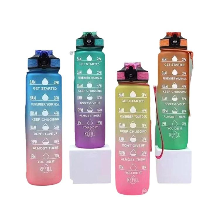 MEITAGIE 32oz Motivational Water Bottle With Time Marker, Fruit Strainer, & Carrying Strap - BPA Free Non-Toxic 1l Bottle For Fitness, Gym, Outdoor Sports - Ombre Mermaid | Buy Now With Express - View #9