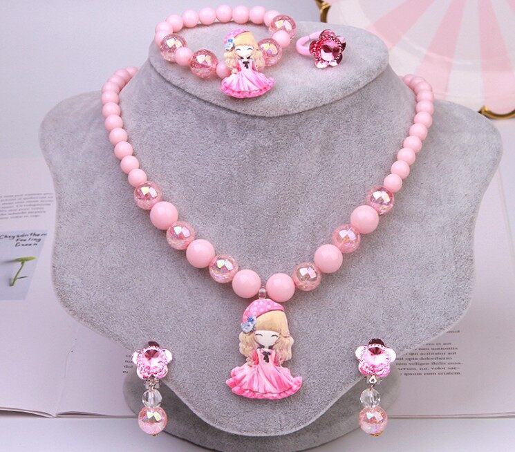 Princess Elsa Necklace Girl Bracelet Kids Jewelry Accessories Frozen Necklace Disney Cartoon Bracelet Gift Set. 