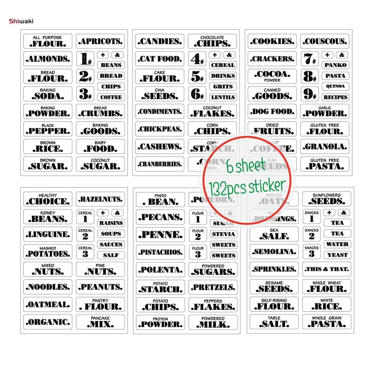 Pantry Label Stickers Waterproof Food Stickers for Kitchen Organization and Storage. 