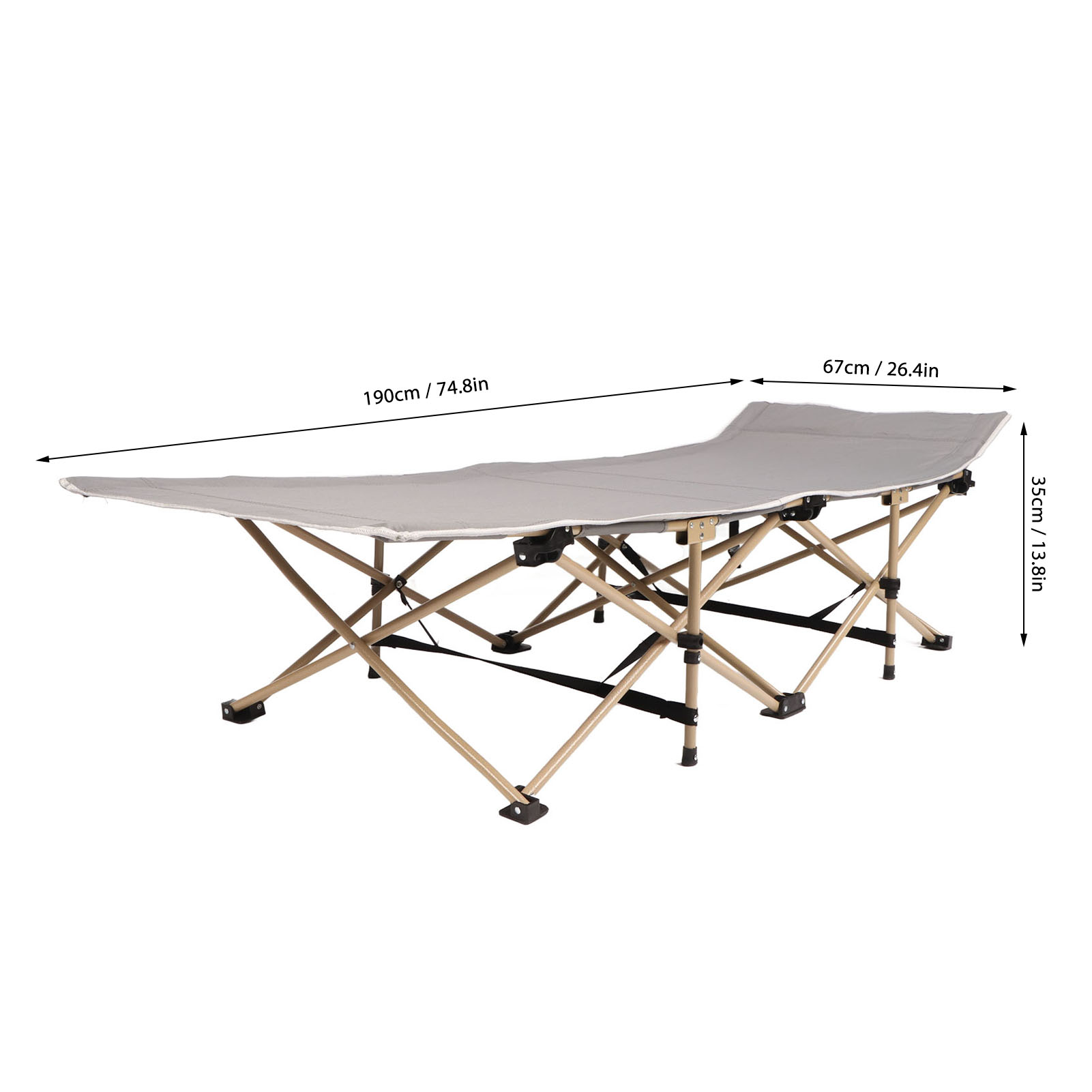 Sleeping Cots Bed Folding Guest Bed Portable Stable Support Versatile Comfortable Breathable Fabric for Office. 