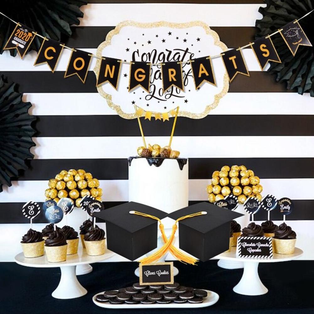 2023 Graduation Decorations Black Graduation Cap Candy Box Graduation Gifts Gift Box Gift Boxes. 
