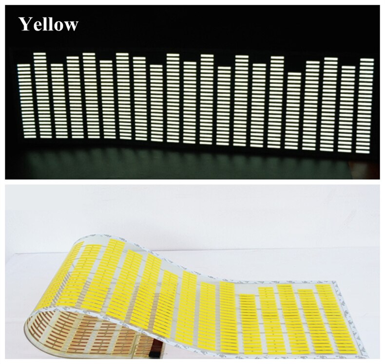New 45*11cm Led EL sheet music Light lamp sound Equalizer Decoration styling Red Colorful Flash Car Sticker Music Rhythm-red. 