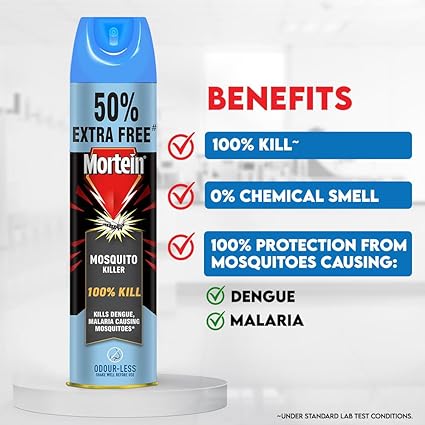 Mortein 400ml +200 ml Free - Odourless, Mosquito Killer Spray | Flying Insect Killer | No Chemical Smell | 100% Kill Guarantee | Mosquito Repellent, Mosquito Spray Aerosol FROM (INDIA) SAM. 