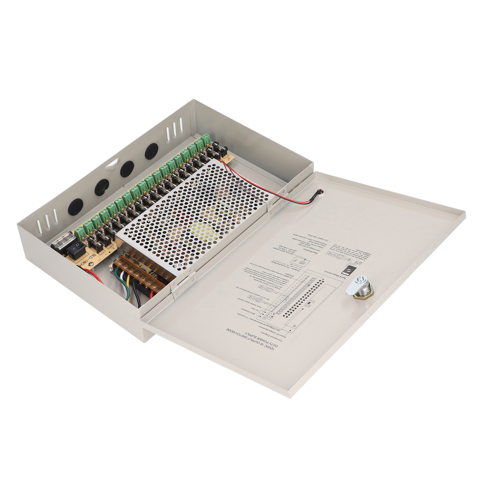 CCTV Power Supply 110V 12V10A Electric Shock Proof Power Supply Box Anti Theft Lock 18 Channel Rain Proof for Market. 