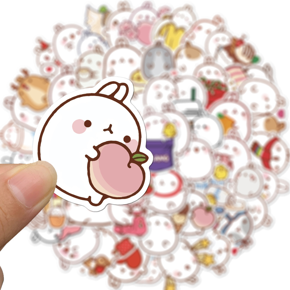 20/40pcs Molang Stickers White Rabbit Hare Stickers for Laptop Scrapbook Journal Kids Girls Boys Stickers. 