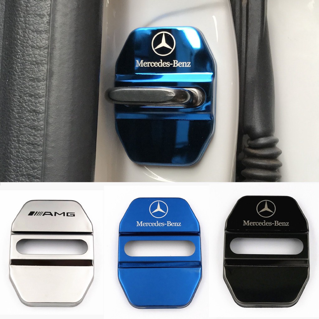 New 4pc BENZ door lock cover glc GLC 260 E-cla 200 300l car door lock protection cover AMG modification electroplated door lock cover