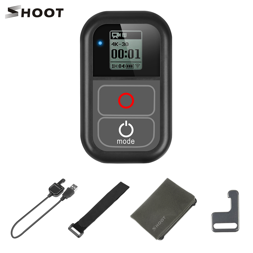 Sh O O T Xtgp1 Smart Wifi Remote Controller Waterproof Remoter With Charging Cable Wrist Strap Metal Clip Cloth Pouch For Gopro Hero 7 6 5 4 3 3 For Gopro Hero Session Action Cameras