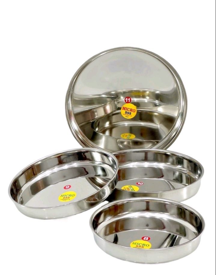 4-Piece Indian Silver Plate Set - Sizes 8/9/10/11 Inches