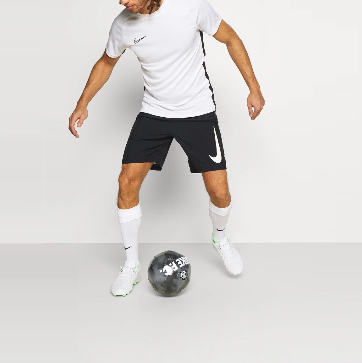 Nike Short DriFit Short Academic Jet Black Short with white Nike swoosh Big Nike Dri-FIT Men's Woven Football Shorts. 