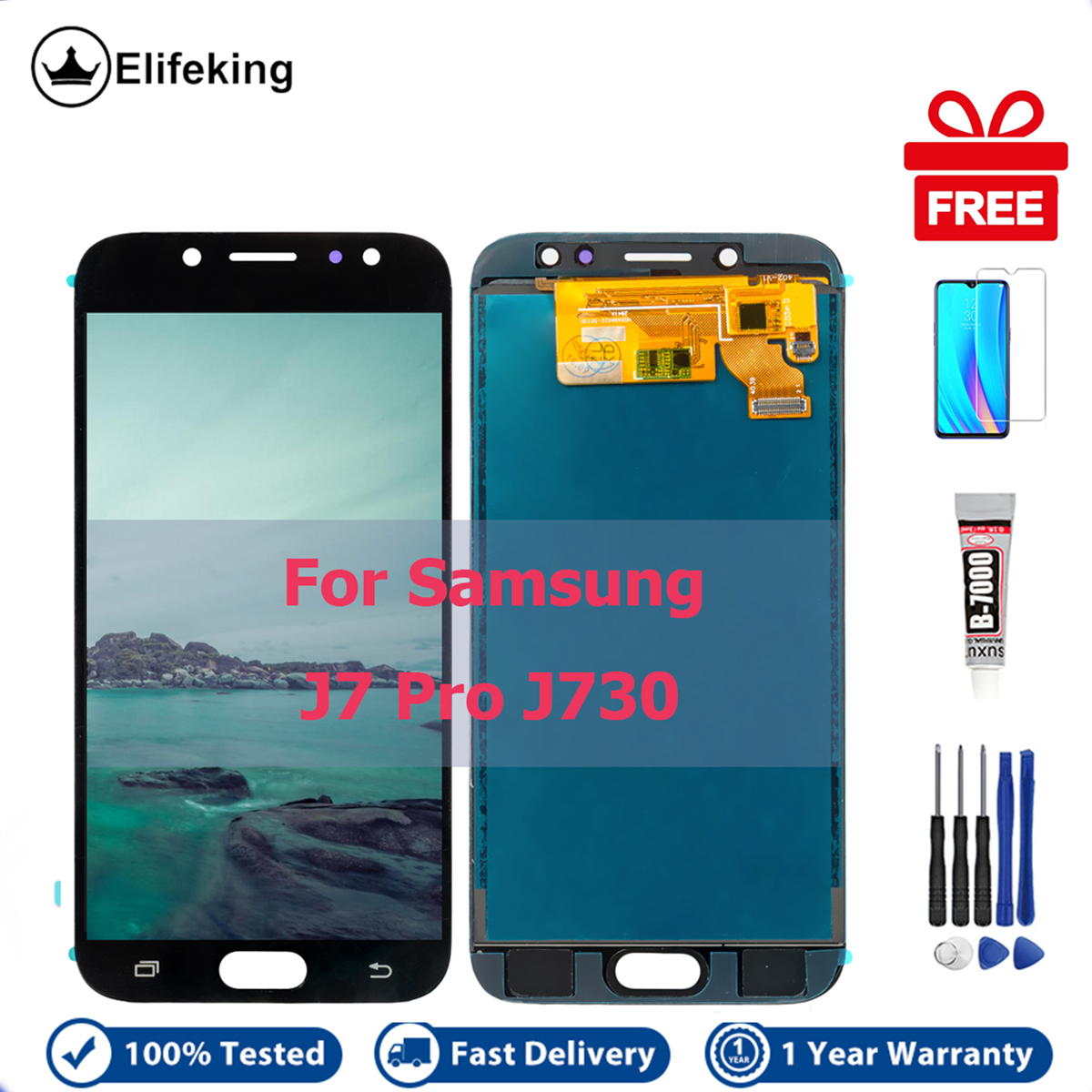 LCD For Samsung Galaxy J7 pro SM-J730G J730GM Display Touch Screen Assembly Replacement Parts Digitizer Free Tools
