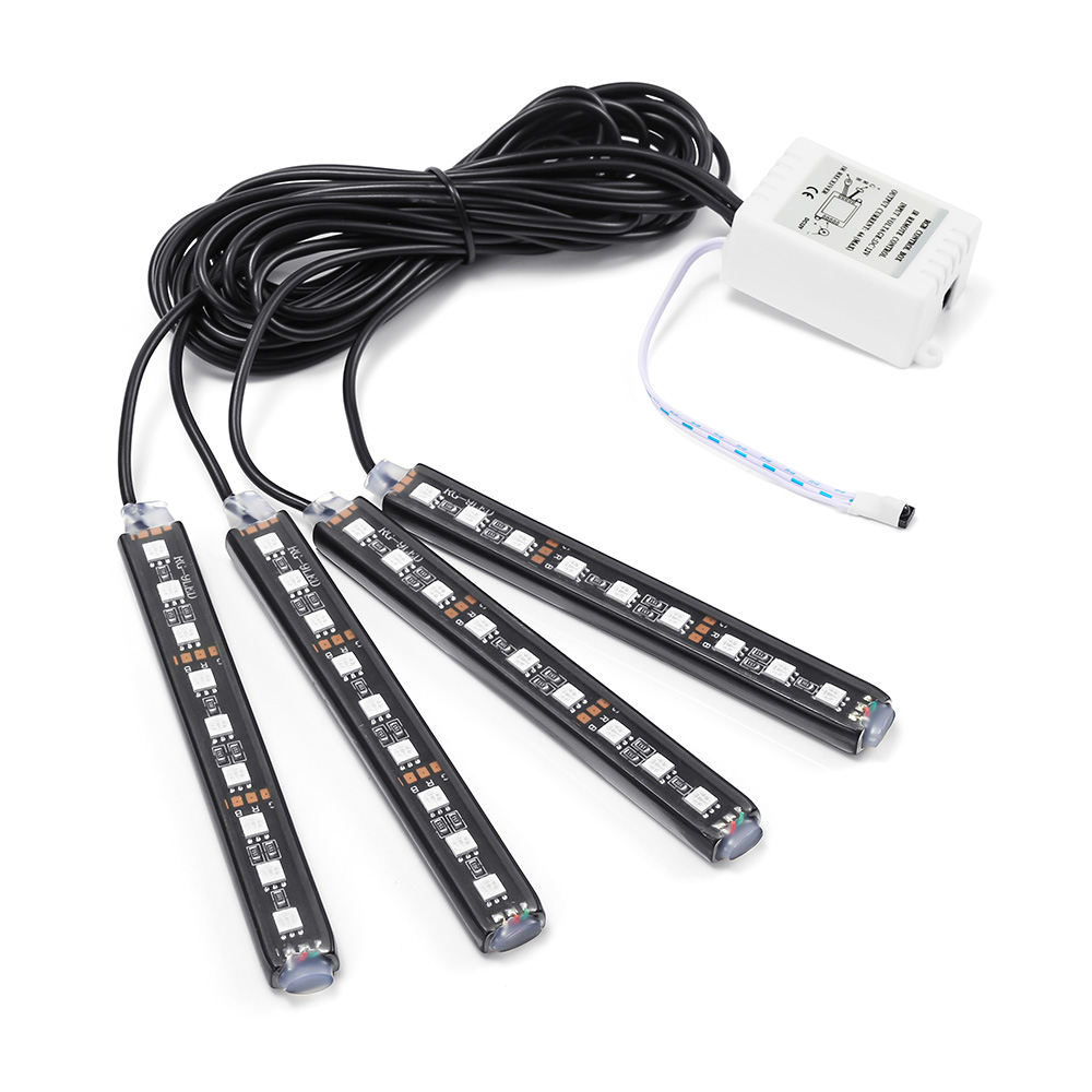 4pcs 12v Car RGB LED Strip Light LED Strip Lights Colors Car Styling Decorative Atmosphere Lamps Car Interior Light With Remote. 