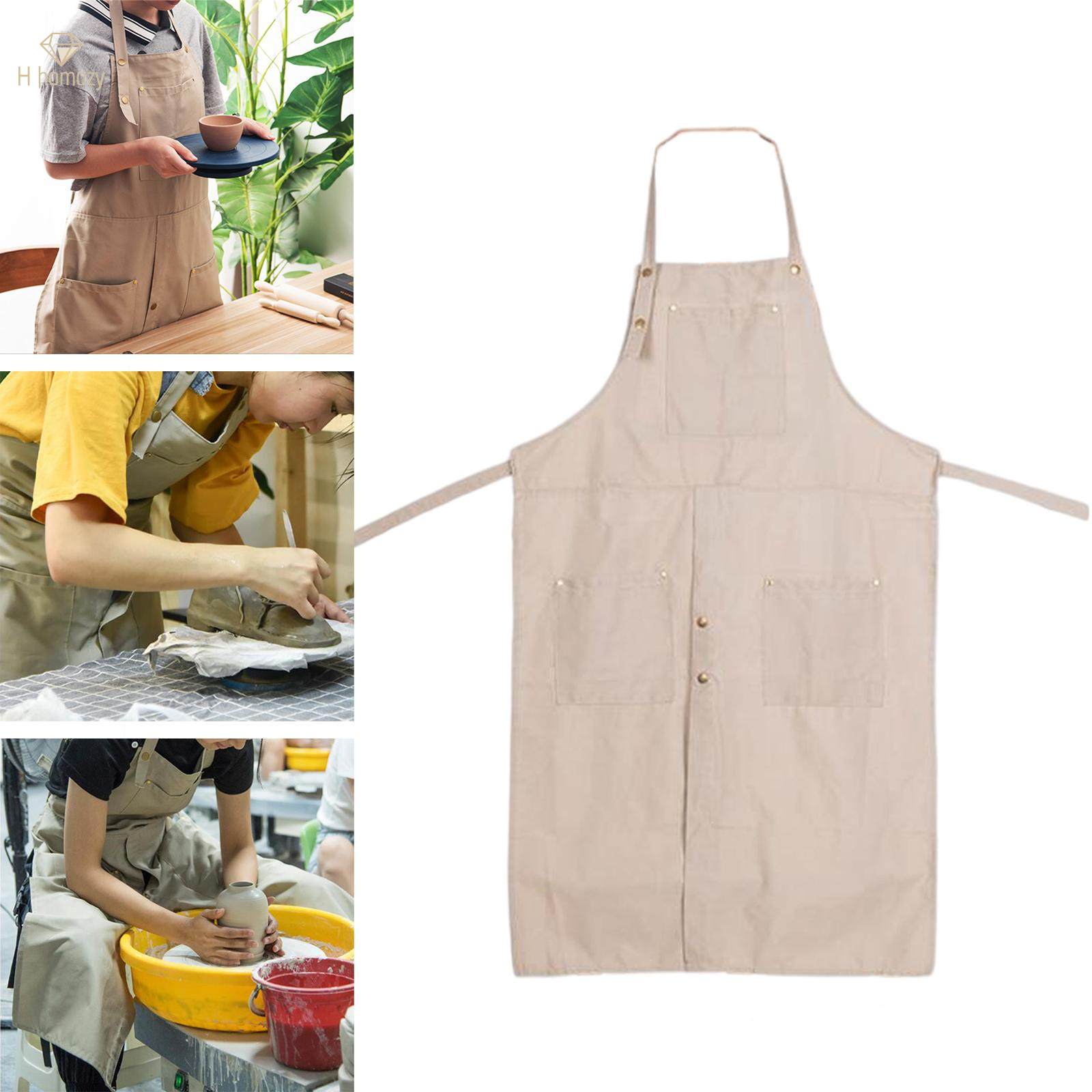 Pottery Apron with Tool Pockets Full Cover Waterproof Kitchen Cooking Adult. 