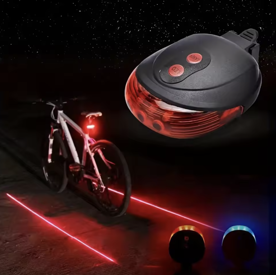 Bicycle Laser Lights 5 LED 2 Lasers 3 Modes Bike Taillight Rear Light Safety Warning