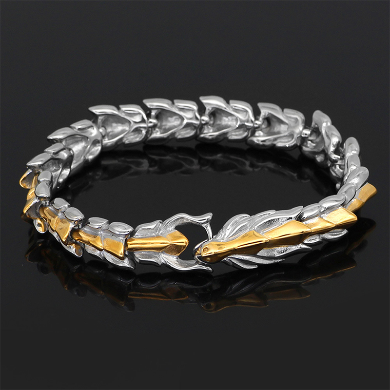 Hip Hop Keel Bracelet for Men Vintage Alloy Dragon Charm Fashion Accessory. 