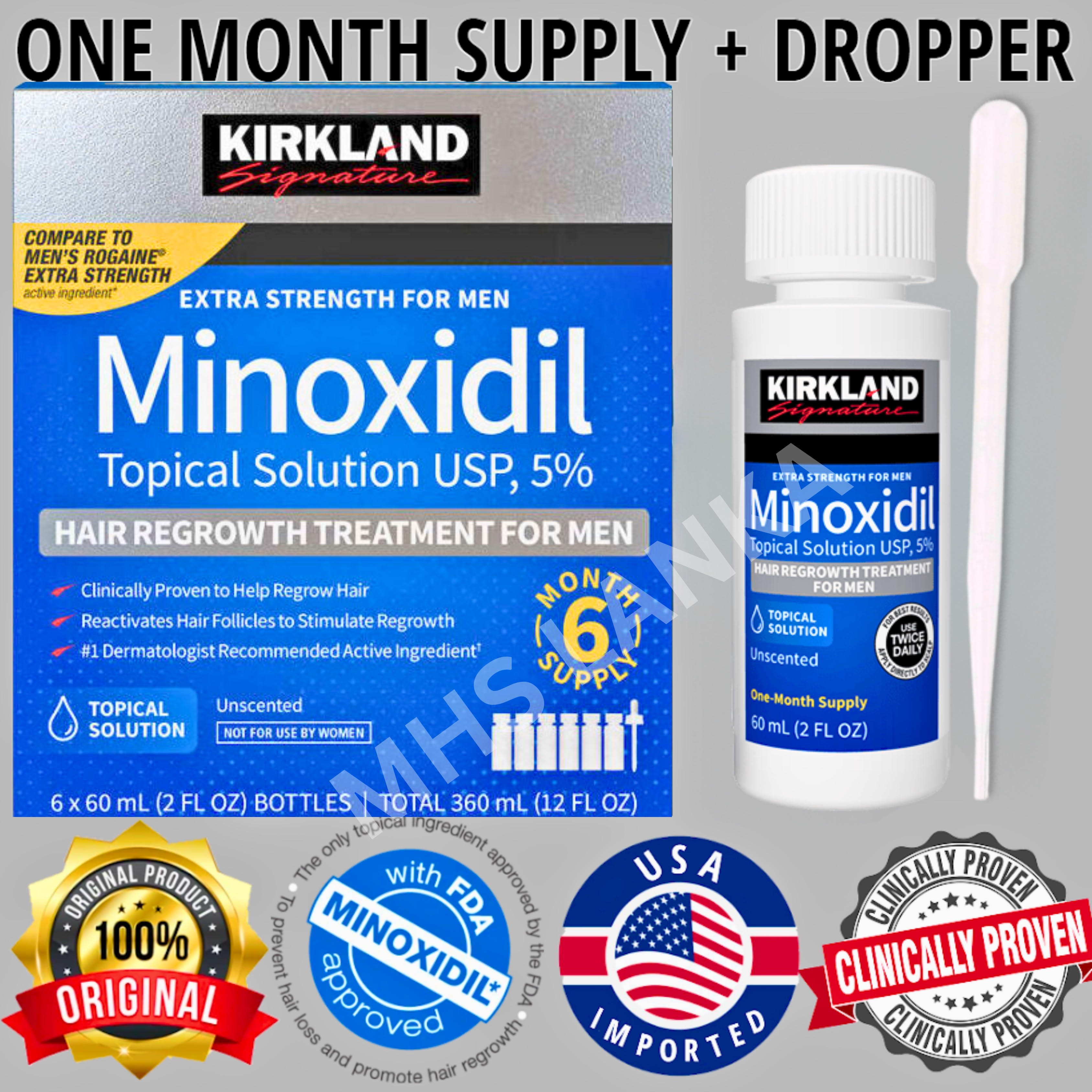Kirkland Minoxidil 5% USA One Month Supply + Free Dropper