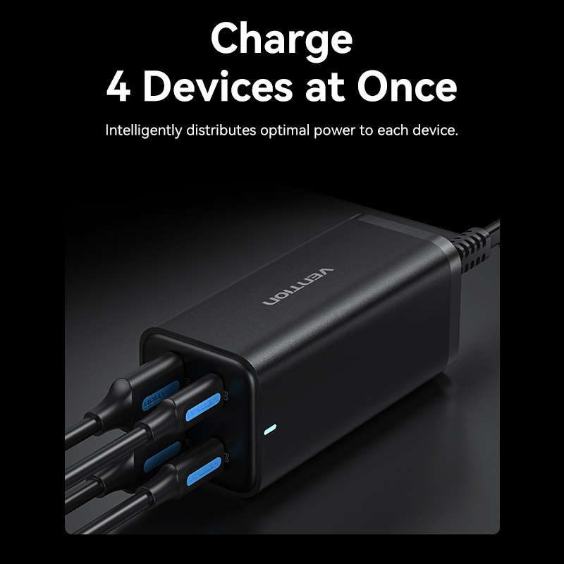 Vention 100W GaN USB C Charger 4 Ports Desktop Fast Charger with AC Power Cord for iPhone 15 14 13 Pro Max Samsung S23 S22 MacBooK iPad pro MacBook Air with 100W 5A USB C to USB C Cable. 