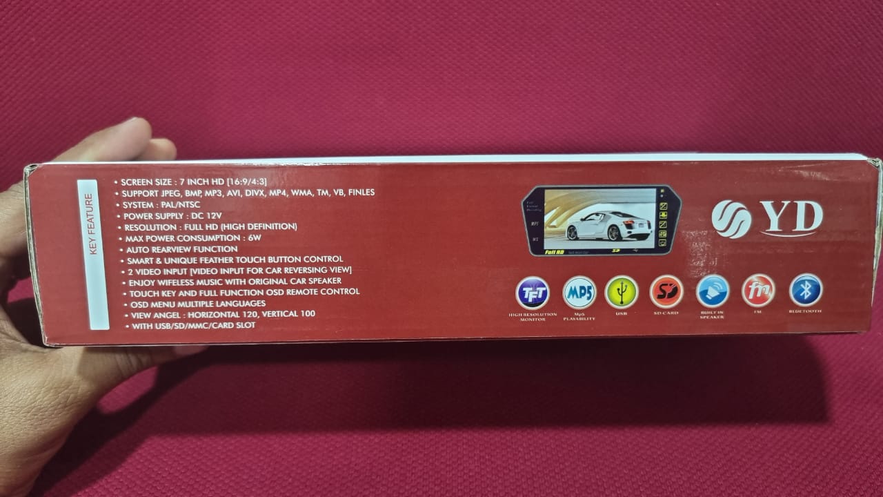 Car Rear View Kit 7 Inch LCD Bluetooth Mirror Monitor With Reverse Camera 170°Wide Angle Lens Support Night Vision. 
