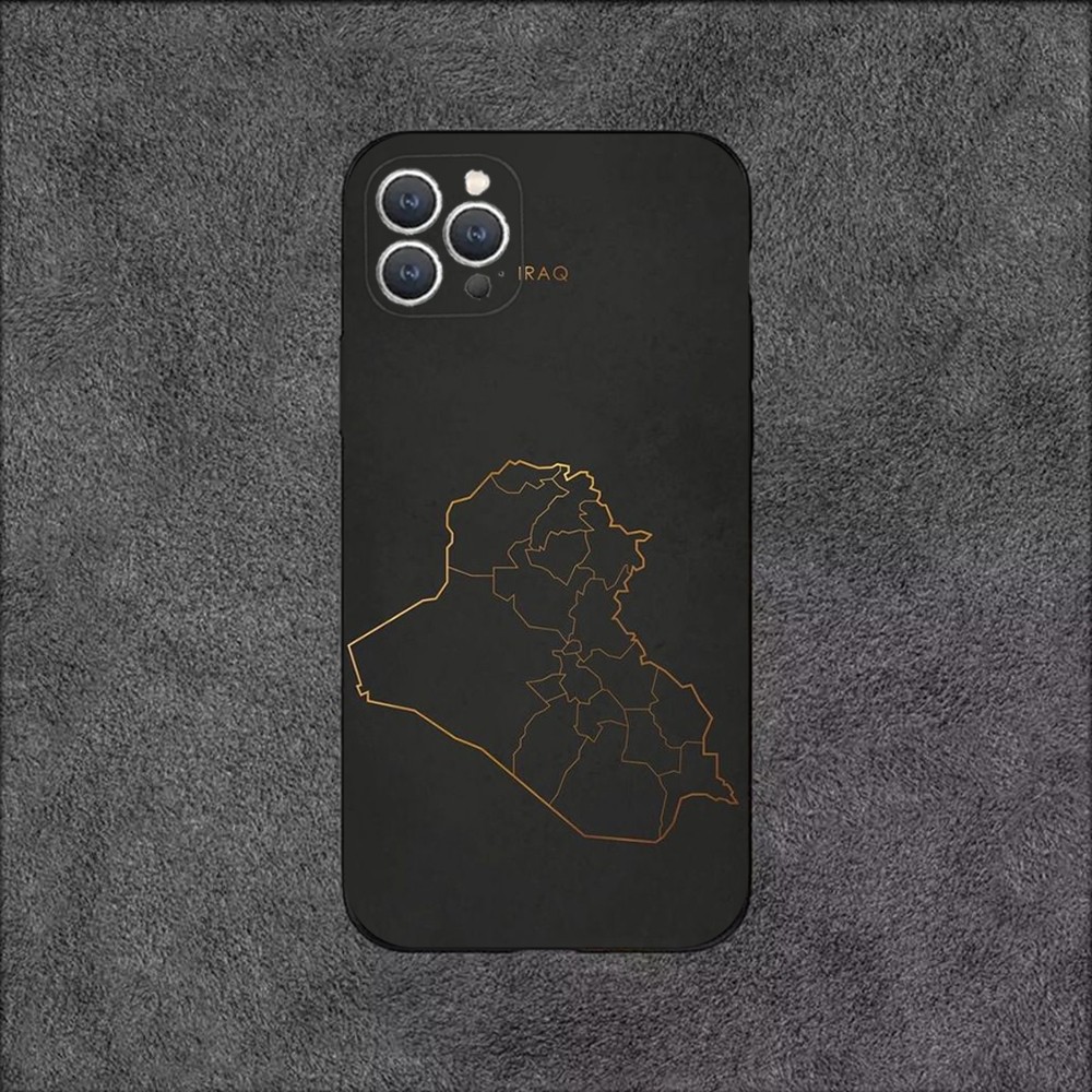 Nation Iraq Flag Map Phone Case For iPhone 16,15,14,13,12,11,Plus,Pro Max,XS,X,XR,SE,Mini,8,7 Soft Silicone Black Cover. 