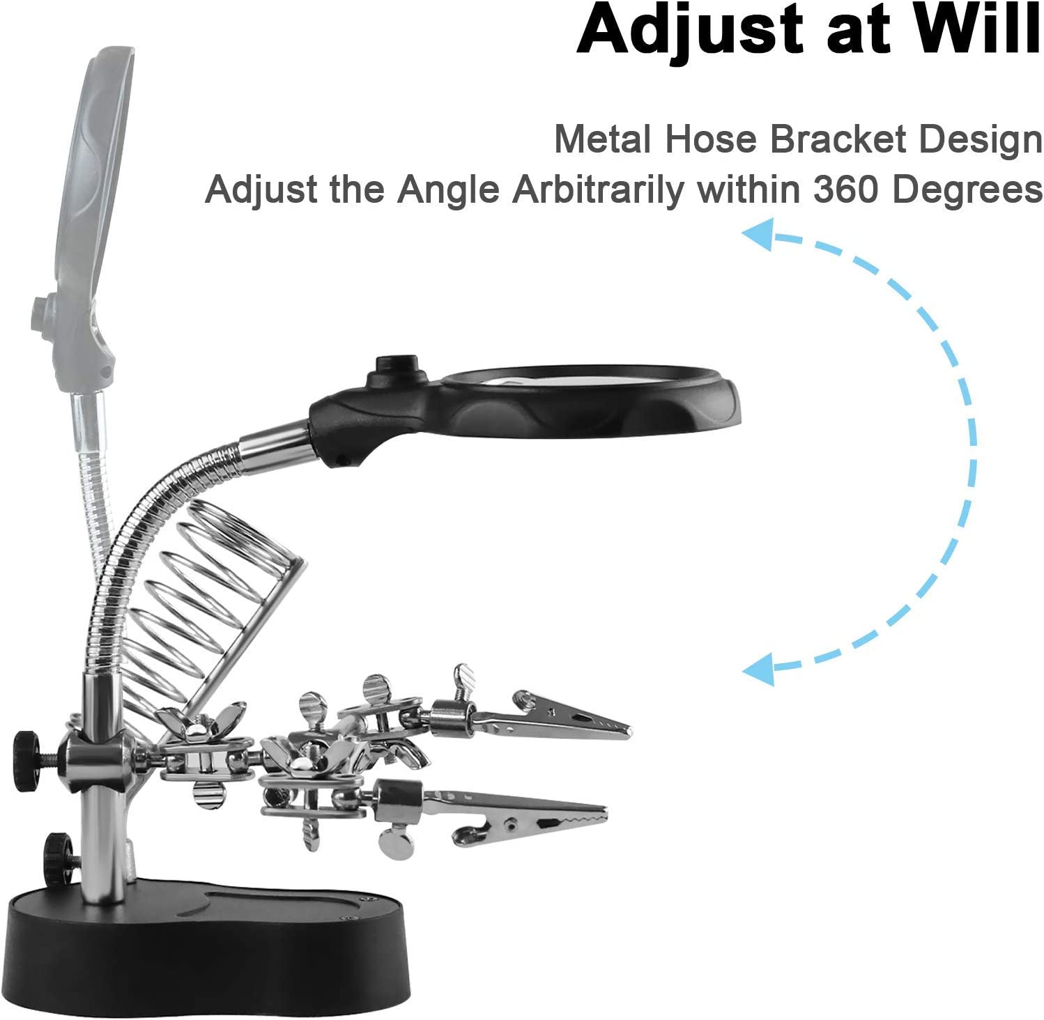 Helping Hands Magnifying Glass Soldering Station, 3.5X 12X Magnifier, With LED Lights. 