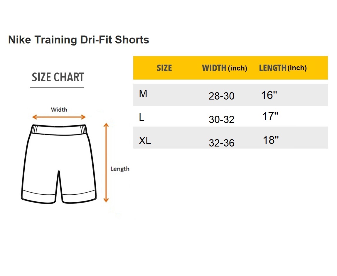 Nike gym shorts size hot sale chart