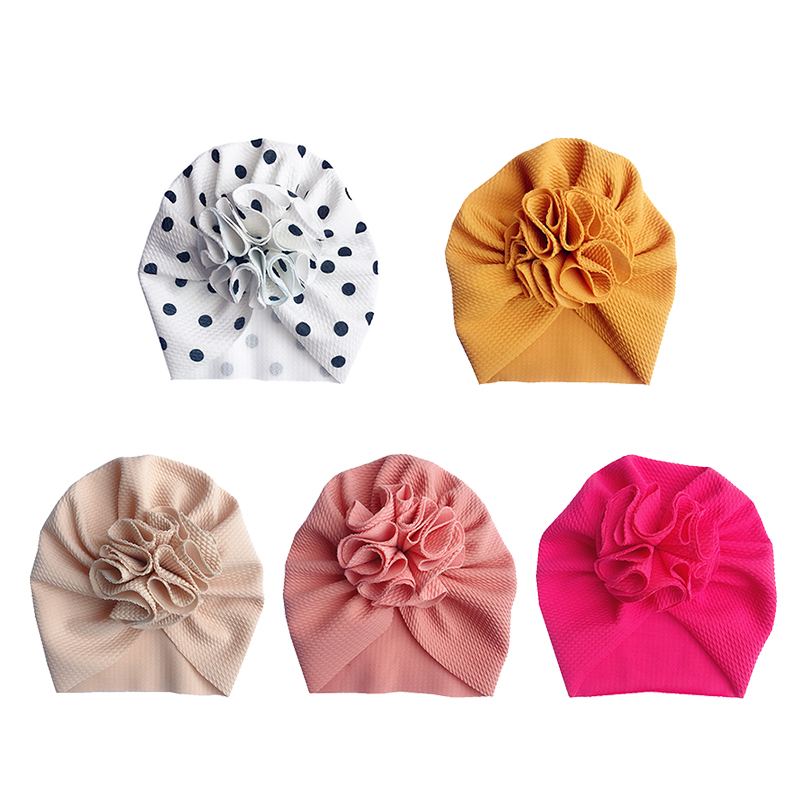 Big Flower Baby Turban Soft Solid Color Kids Newborn Baby Girl Hat Infant Toddler Bonnet Cap Beanie Headwraps Baby Accessories. 