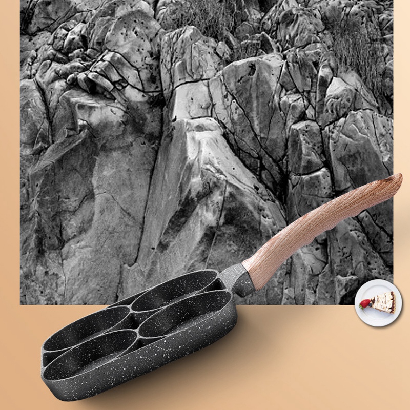 4-Hole Omelet Pan for Burger Eggs Ham PanCake Maker Frying Pans Non-Stick No Oil-Smoke Breakfast Grill Wok. 