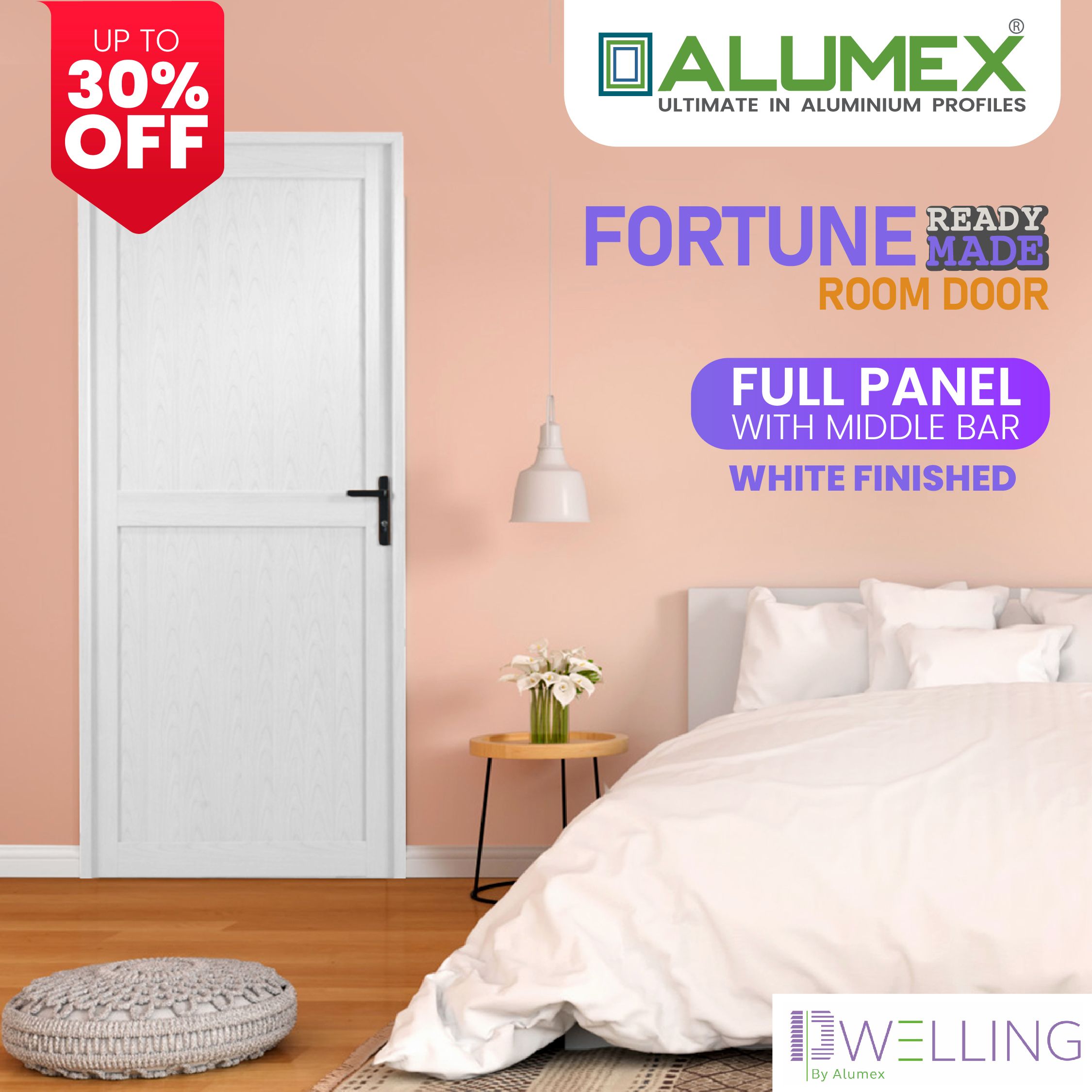 Fortune Room Door - Full Panel with Middle Bar