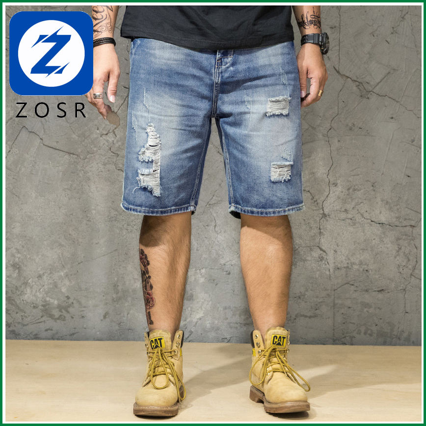 casual ripped fat denim shorts 