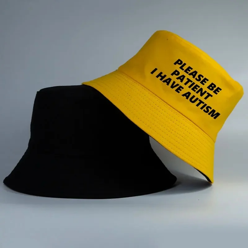 Printed Please Be Patient I Have Autism Bucket Hat Men's Women's Fisherman Hat for Boy Girl Summer Outdoor Activities Panama Cap. 