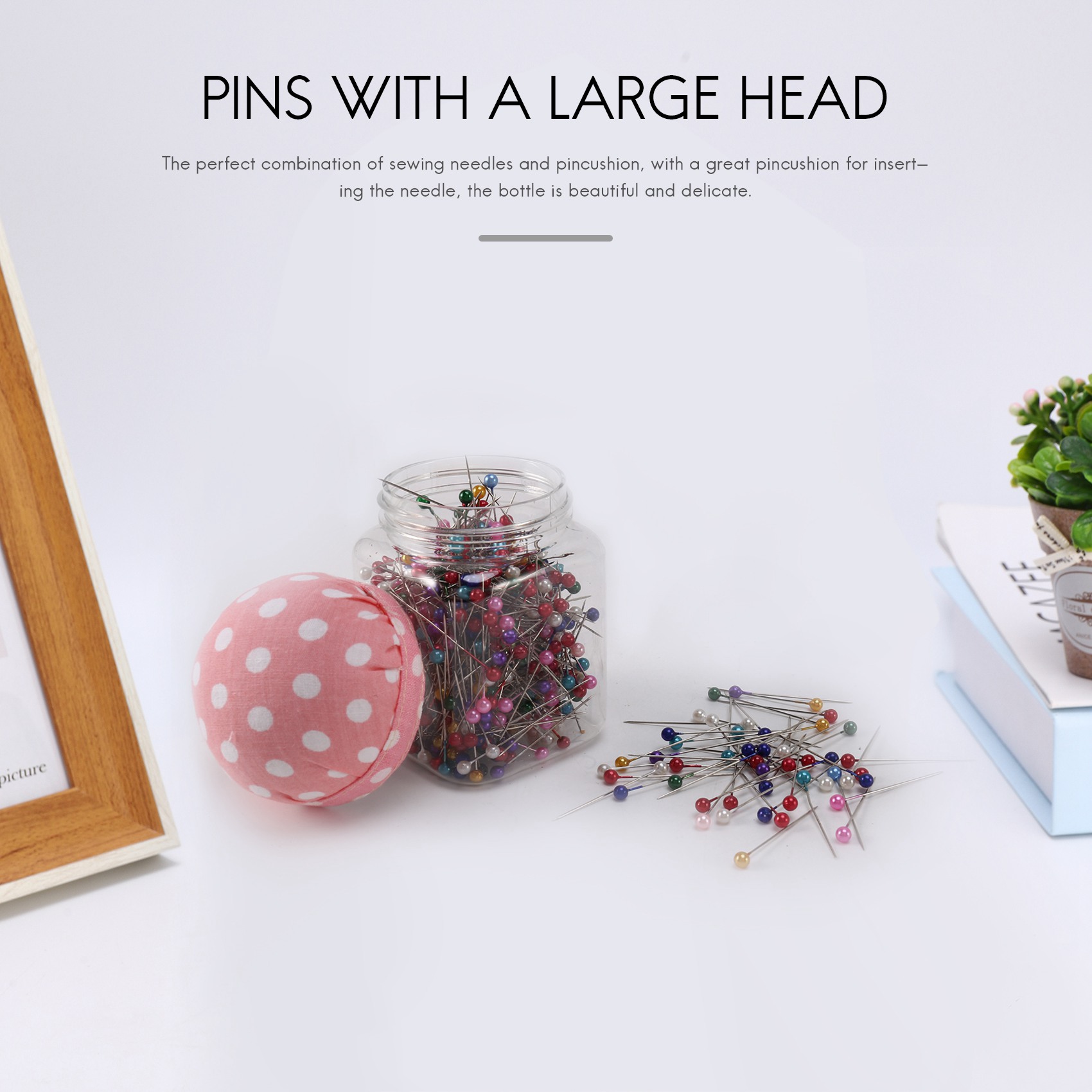 500Pcs Sewing Pins Pearl Needles Pink Fabric Cover Pin Cushion Bottle Tailoring Process. 