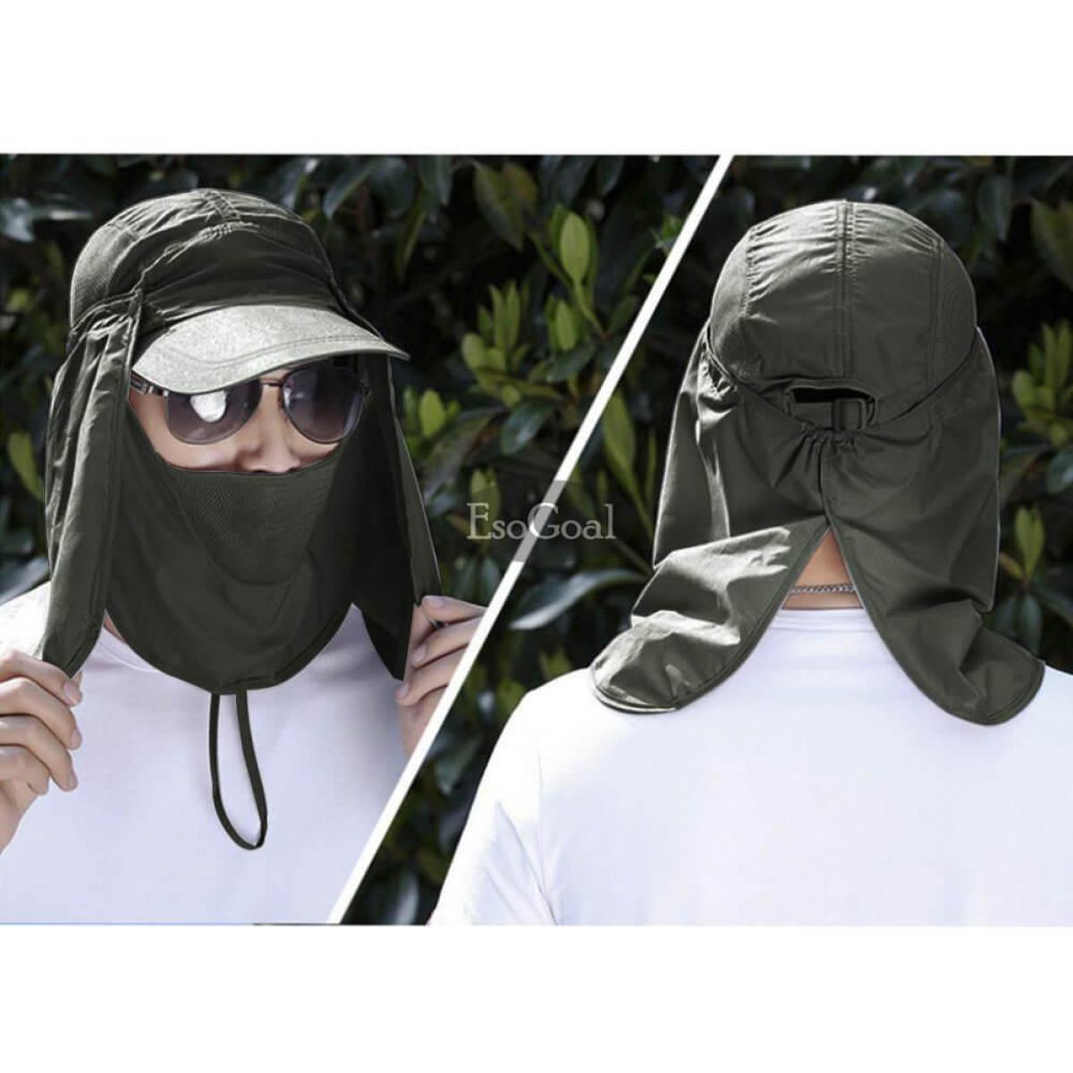 EsoGoal Summer Sun Hat Protection Caps Flap 360°Outdoor Fishing Hats With Removable Neck Face Flap Cover, UPF 50+ For Men And Women. 