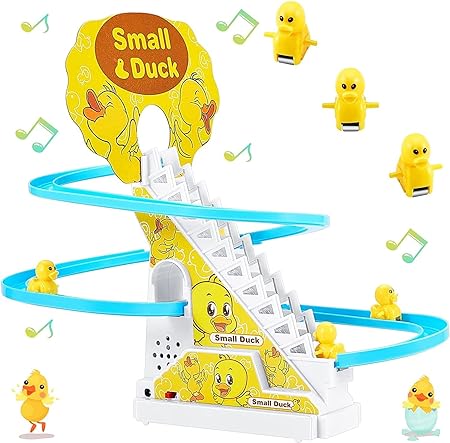 Funny Automatic Stair-Climbing Ducklings Cartoon Race Track Set Little Lovely Duck Slide Toy. 