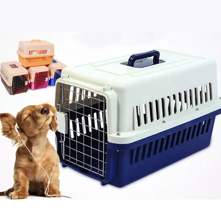 Small Pet IATA Approved Airline Travel Carrier Crate Pets Dog Cat Air Flight Box Checked Vet Visit Kennel Portable Foldable Breathable High Quality ABS PP Plastic Material Car Case Dogs Cats Medium Chrome Door Food Water Cup