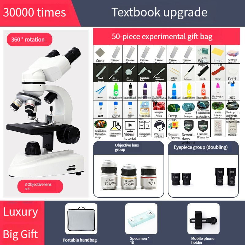 Binocular 30000 Times Children Elementary School Students College Biological Science Laboratory Special HD Microscope Factory Direct Sales. 